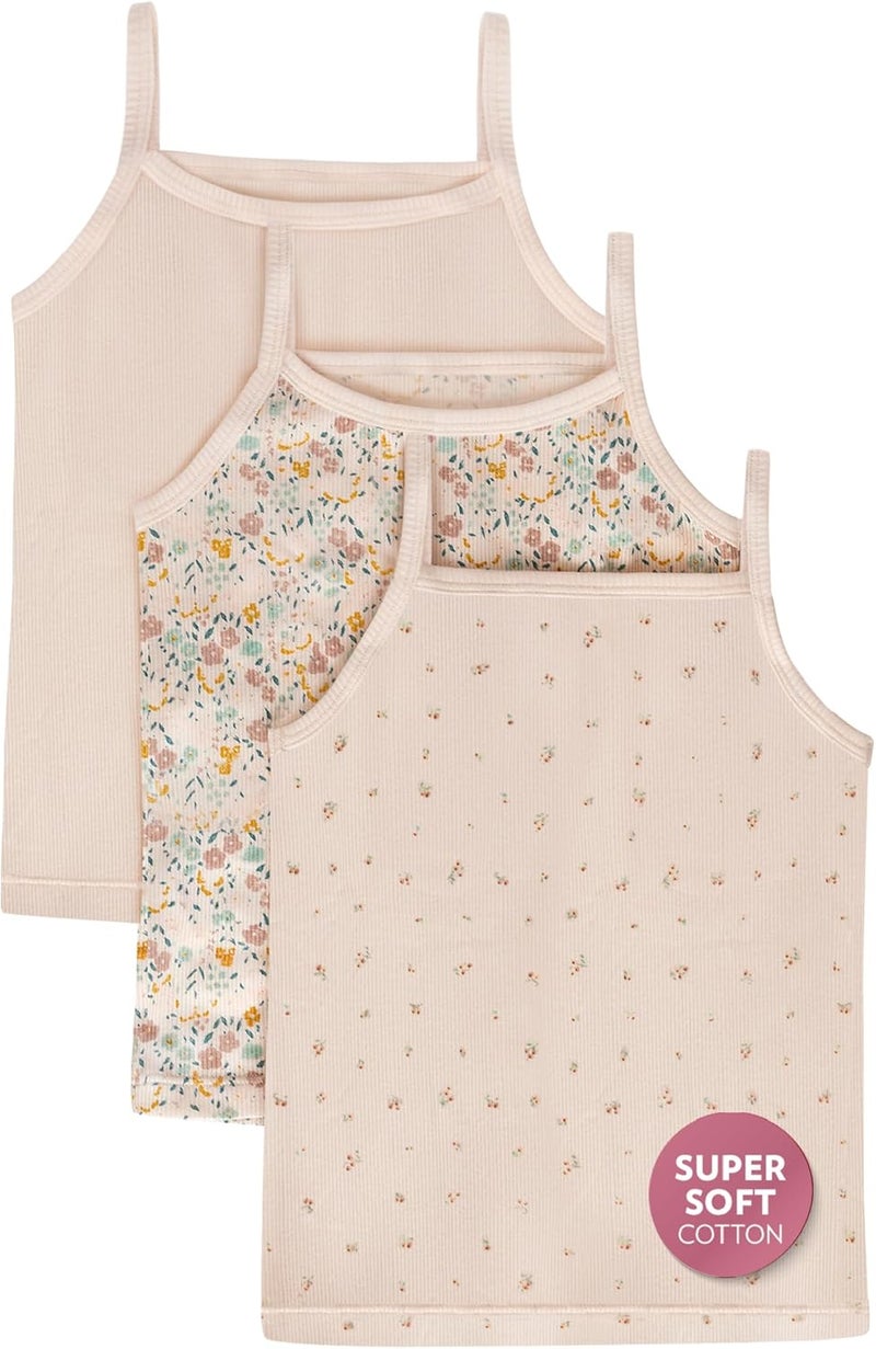 Feathers Super Soft Girls Undershirts Tagless Camisoles – Cotton Cami Girls Tank Tops (3 Pack) - Image 1